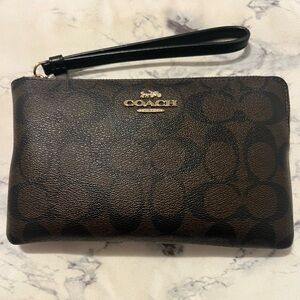 Coach Brown and Black Wristlet Clutch